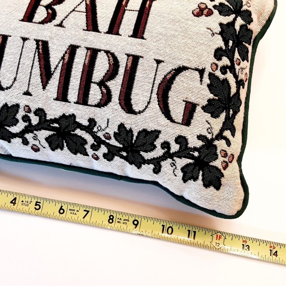 Tapestry "BAH HUMBUG" Holiday Accent Pillow 12 x 9 - Picture 3 of 7